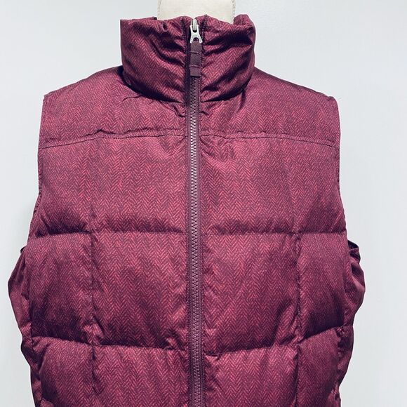 LANDS END L Plum Purple Herringbone Puffer Full Zip Down Feather Vest Outdoor - Picture 3 of 16